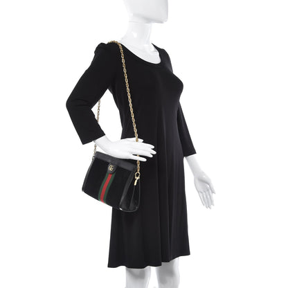 Gucci Suede Patent GG Web Small Ophidia Chain Shoulder Bag Black 2 of 8