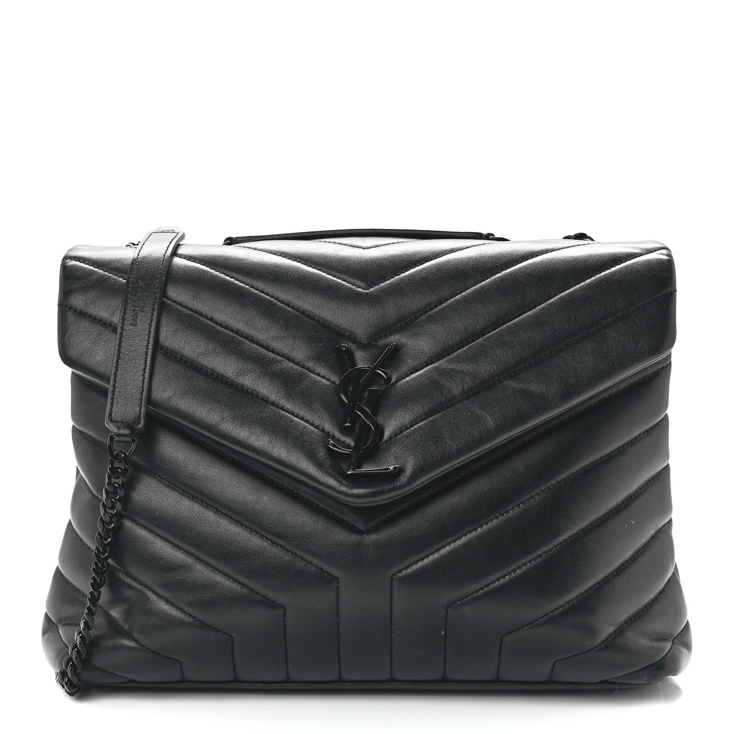 Saint Laurent Calfskin Y Quilted Monogram Monochrome Medium Loulou Chain Satchel Black 1 of 13