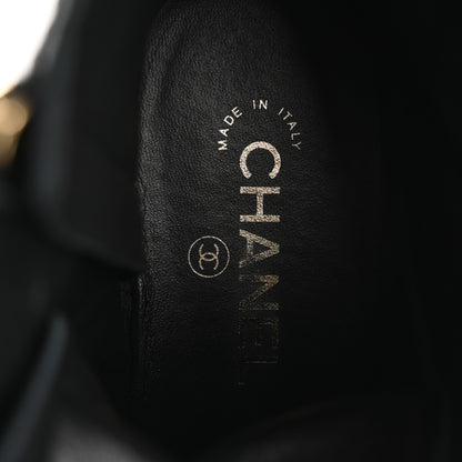 Chanel Shiny Crumpled Lambskin Lace Up Combat Boots 42 Black 7 of 10
