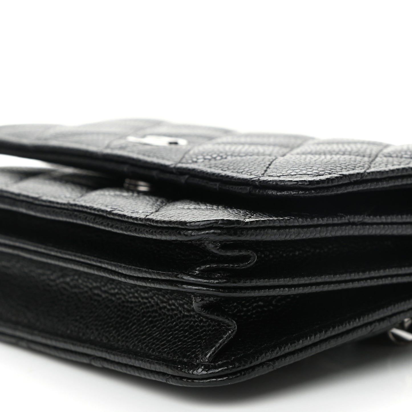Caviar Quilted Mini Wallet On Chain WOC Black