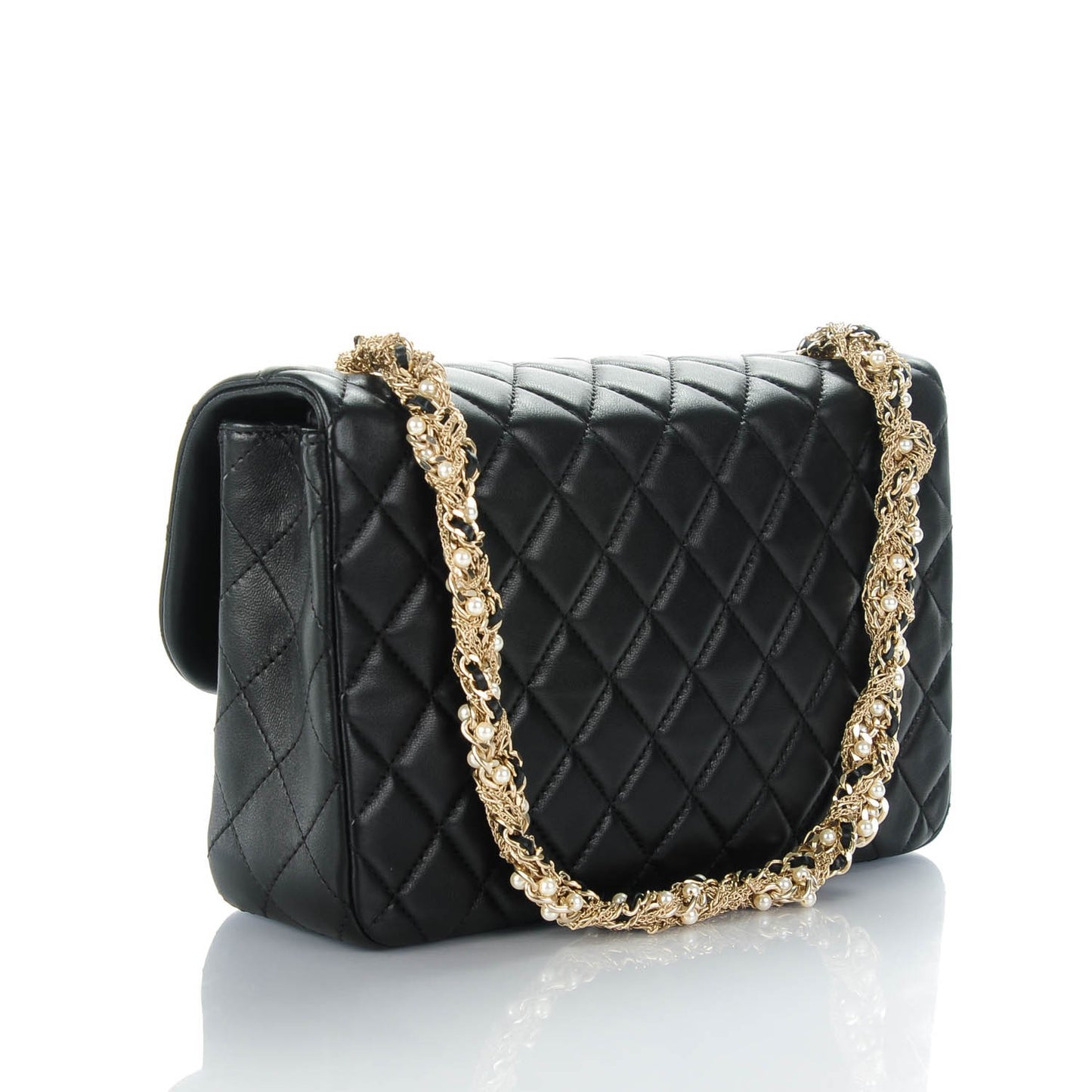 Lambskin Quilted Medium Westminster Pearl Flap Black