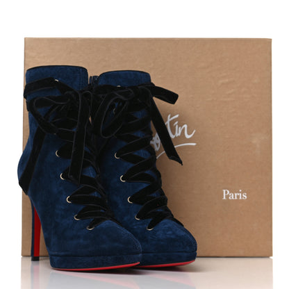 Christian Louboutin Veau Velours Circus Nana 100 Ankle Boots 37 Marine Black 8 of 8