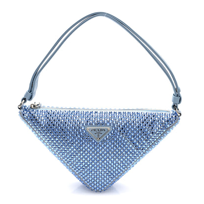 Prada Satin Crystal Triangle Pouch Celeste 1 of 9