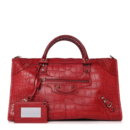 Balenciaga Crocodile Classic Silver Hardware Work Red 1 of 11