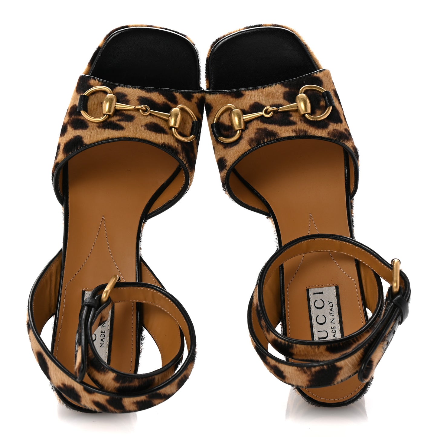 Calf Hair Leopard Print Horsebit 25/60mm Platform Sandals 37.5 Hazelnut Black