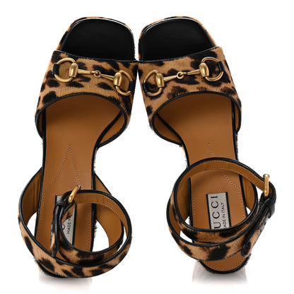 Gucci Calf Hair Leopard Print Horsebit 25/60mm Platform Sandals 37.5 Hazelnut Black 2 of 10