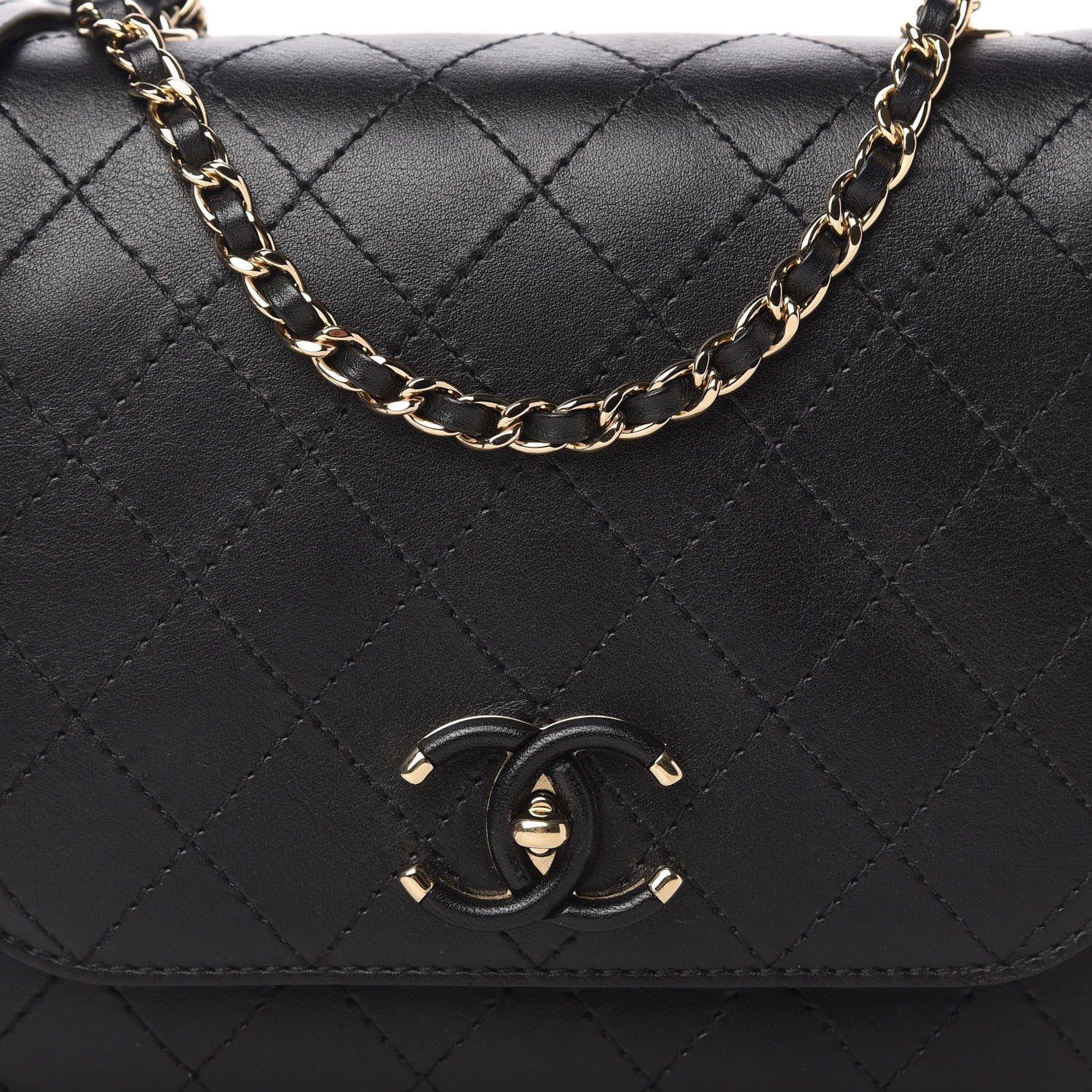 Chanel Calfskin Stitched Small Covered CC Flap Bag Black 10 of 11