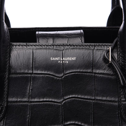 Saint Laurent Calfskin Crocodile Embossed Large Jane Tote Bag Black 6 of 8