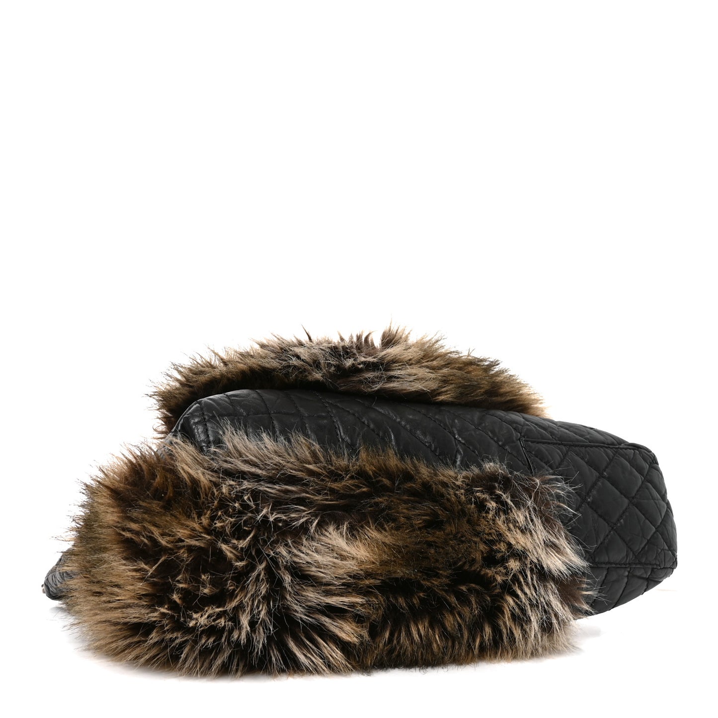 Aged Calfskin Fantasy Fur Karl's Cabas Tote Black