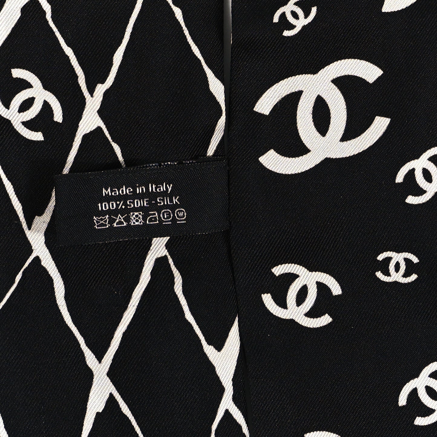 Silk CC Slim Bandeau Scarf Black White