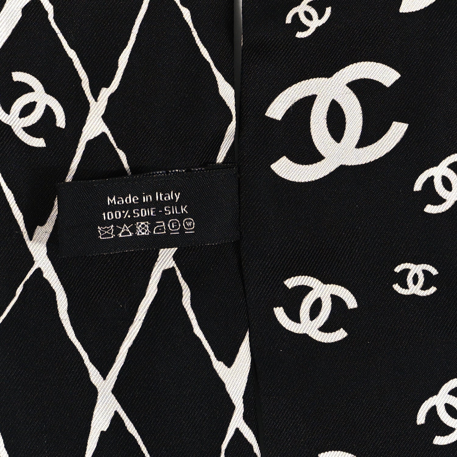 Chanel Silk CC Slim Bandeau Scarf Black White 4 of 5