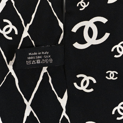 Chanel Silk CC Slim Bandeau Scarf Black White 4 of 5
