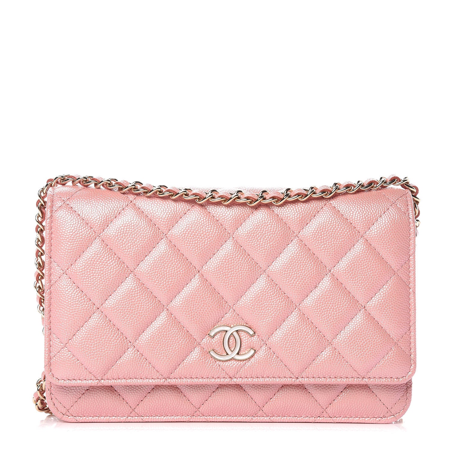 Chanel Iridescent Caviar Quilted Wallet on Chain WOC Rose Pink 1 of 11