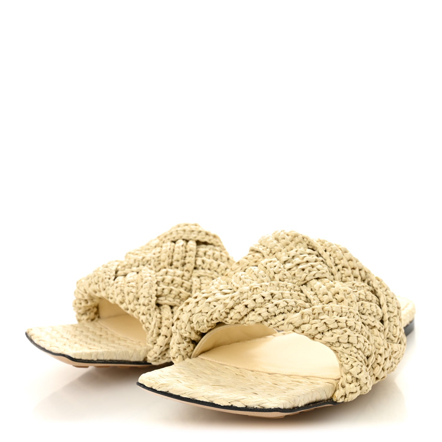 Bottega Veneta Raffia Intrecciato Lido Flat Sandals 38 White 3 of 8