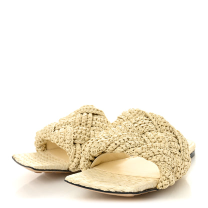 Bottega Veneta Raffia Intrecciato Lido Flat Sandals 38 White 3 of 8
