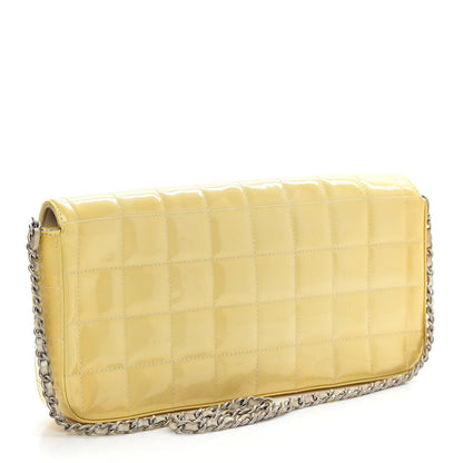 Chanel Patent Quilted East West Chocolate Bar Flap Yellow 3 of 9