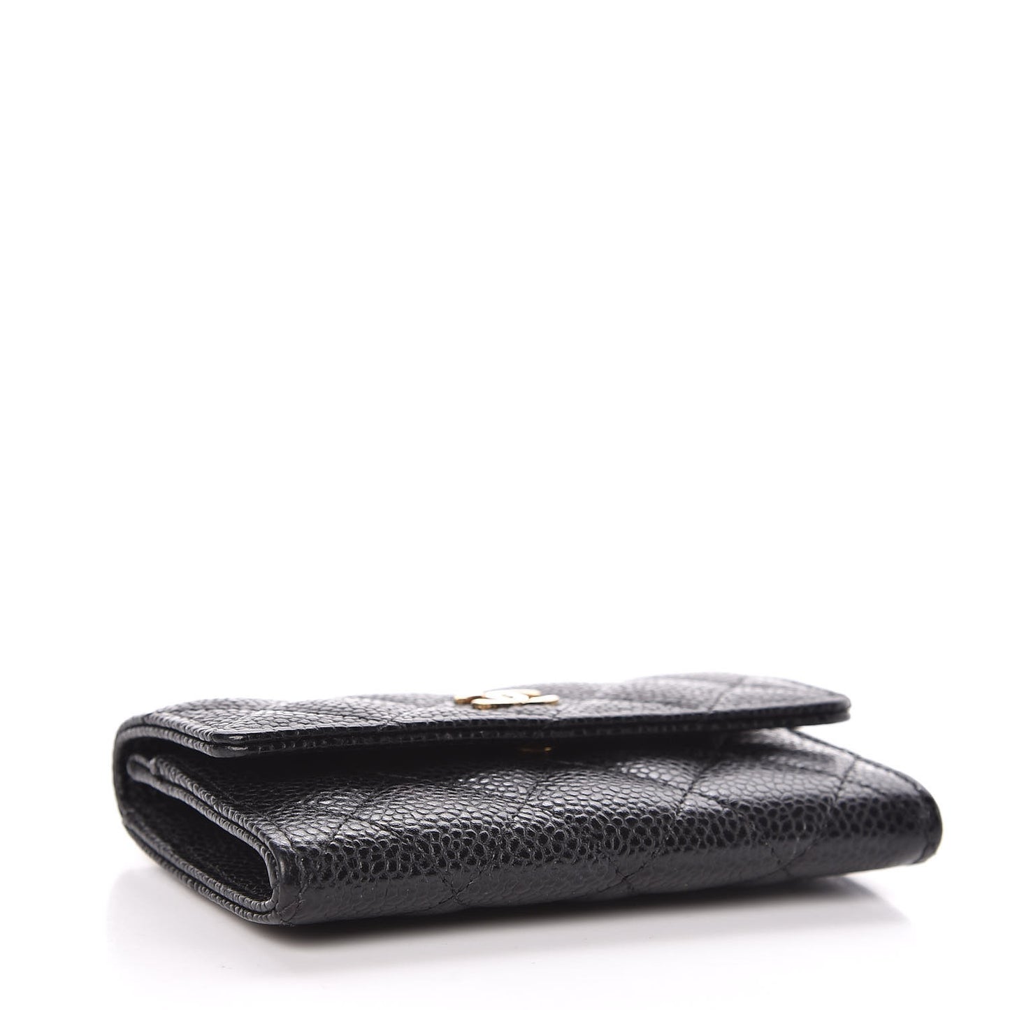 Caviar Quilted Flap Card Holder Black