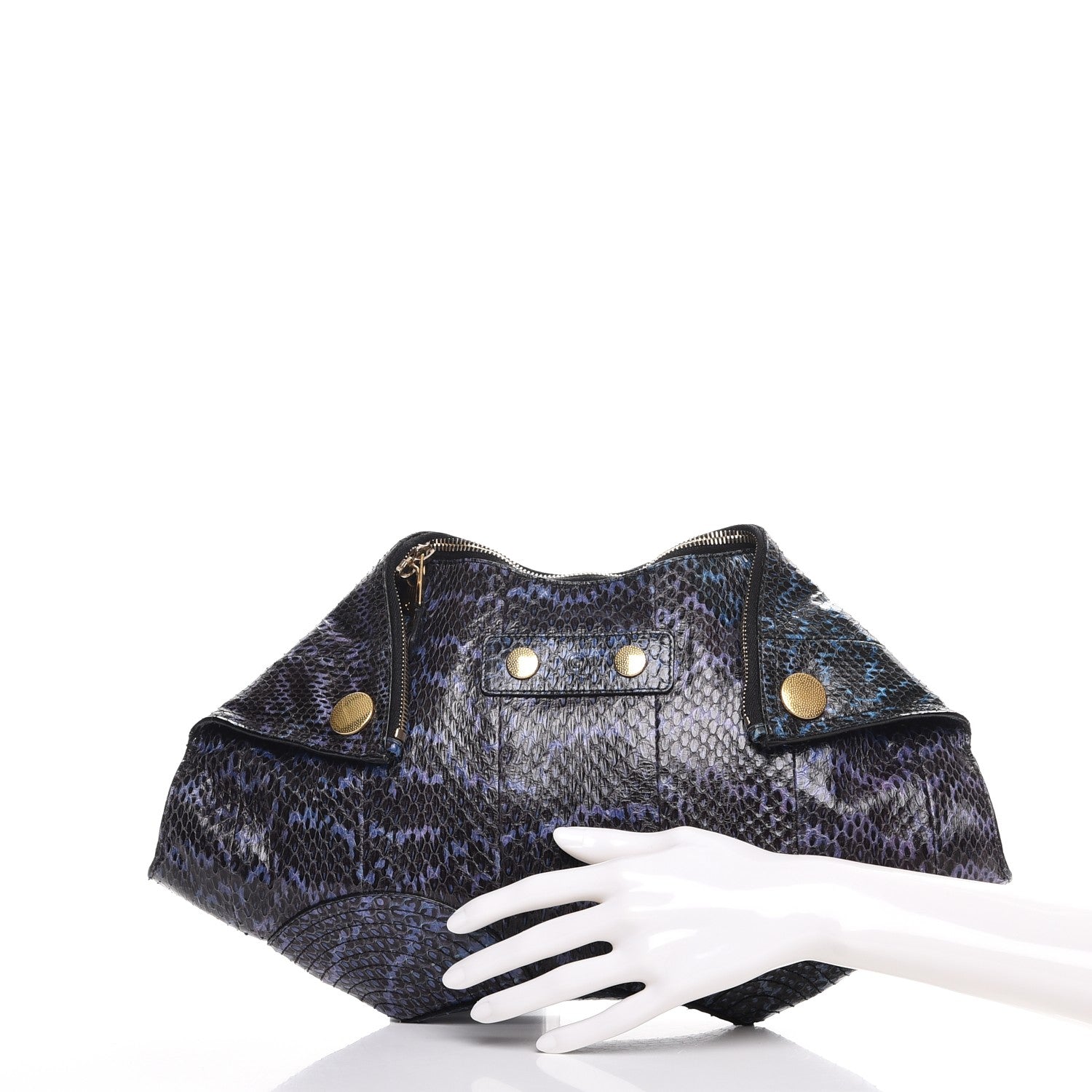 Alexander McQueen Python De Manta Clutch Blue 2 of 7