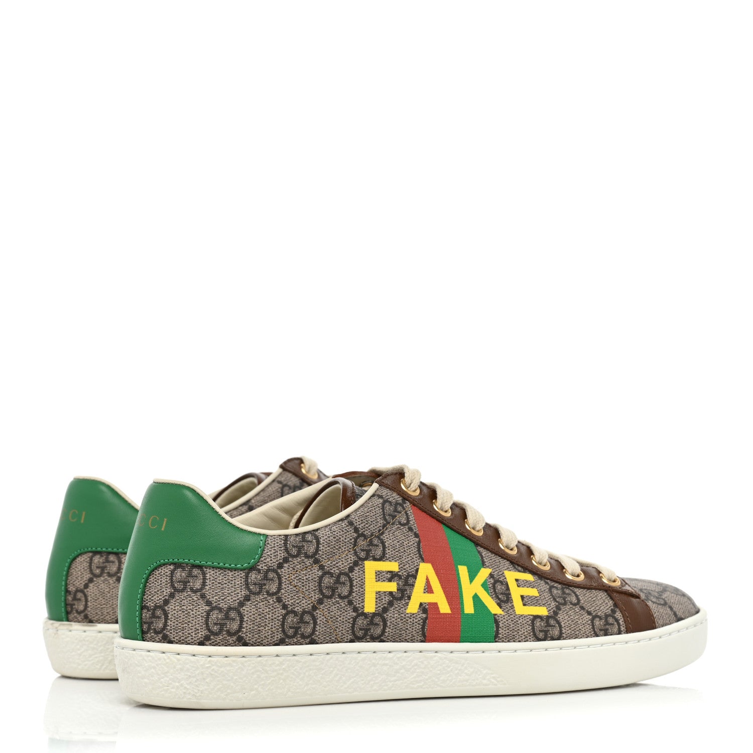 Gucci GG Supreme Monogram Fake/Not Womens Ace Sneakers 38 Beige New Shamarock Brown Sugar 5 of 11