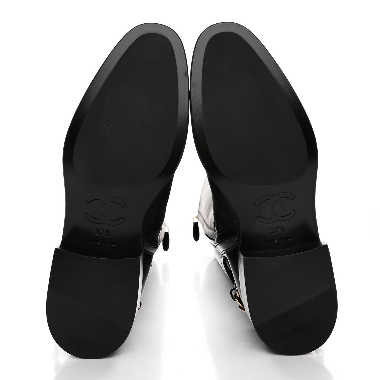 Calfskin Chain HIgh Boots 37.5 Black