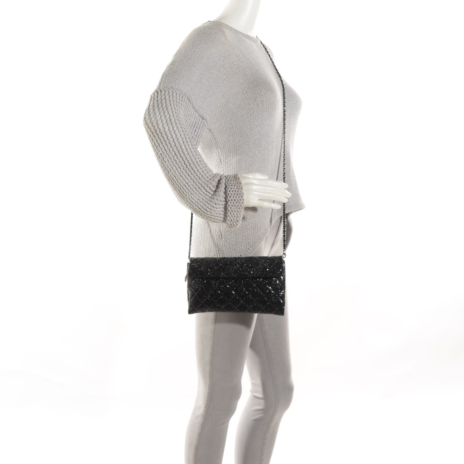 Chanel Vinyl Quilted Clutch With Chain Black 2 of 7