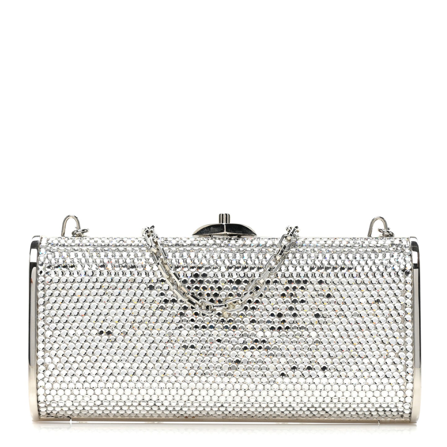 Swarovski Crystal Minaudiere Clutch Silver