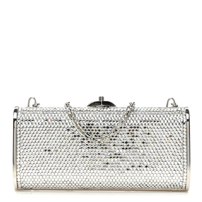 Judith Leiber Swarovski Crystal Minaudiere Clutch Silver 1 of 12