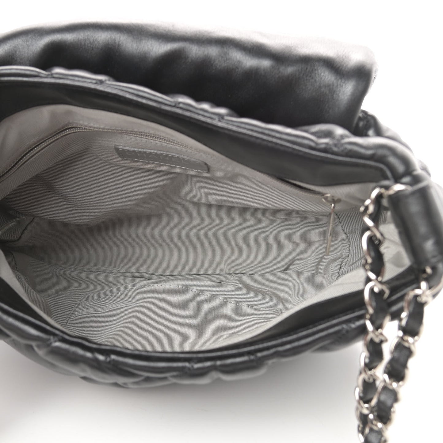 Lambskin Bubble Quilt Flap Bag Black