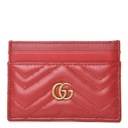 Gucci Calfskin Matelasse GG Marmont Card Holder Hibiscus Red 1 of 6