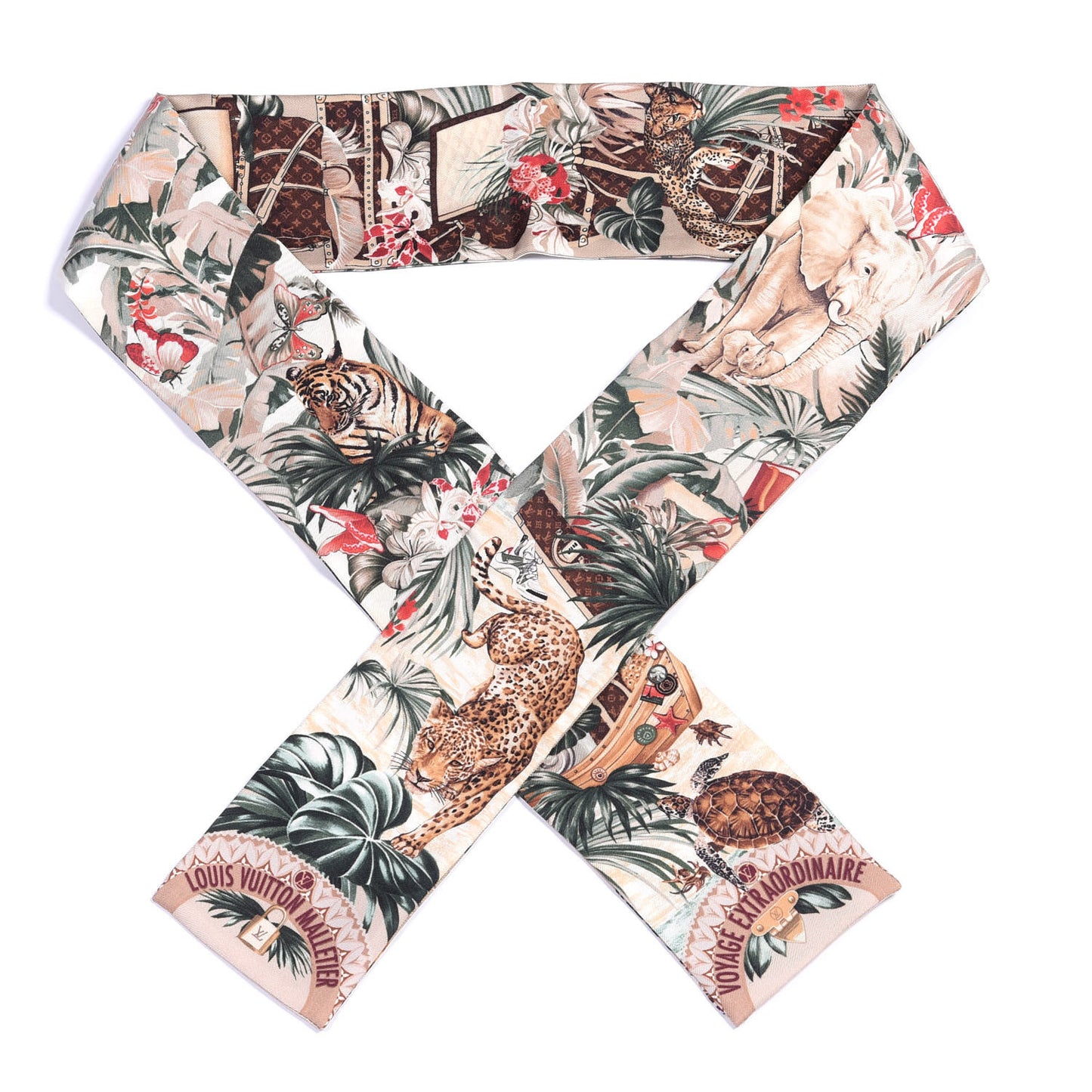 Silk Voyage Extraordinaire Bandeau Scarf Beige