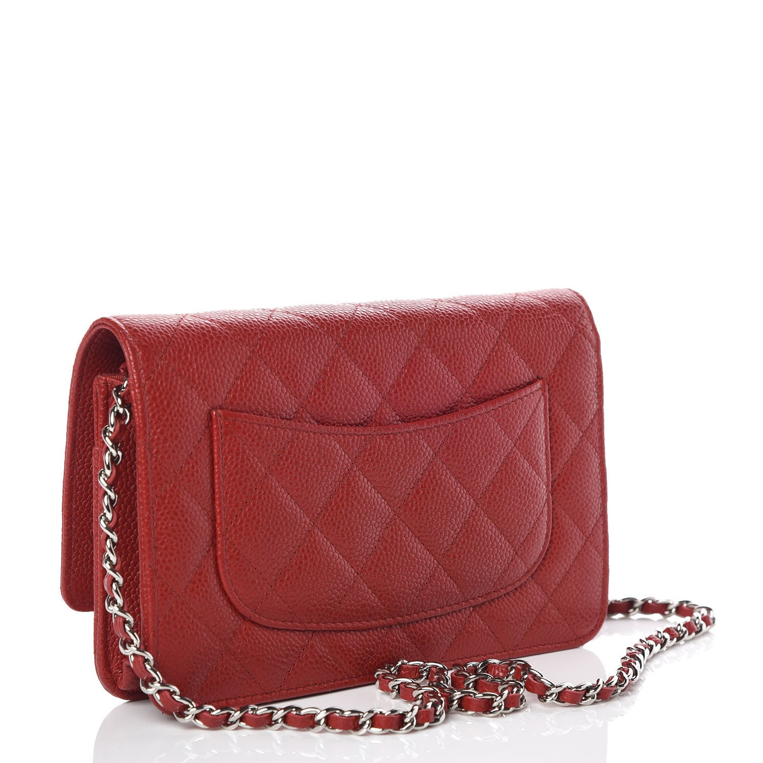 Chanel Caviar Quilted Wallet on Chain WOC Red 3 of 10