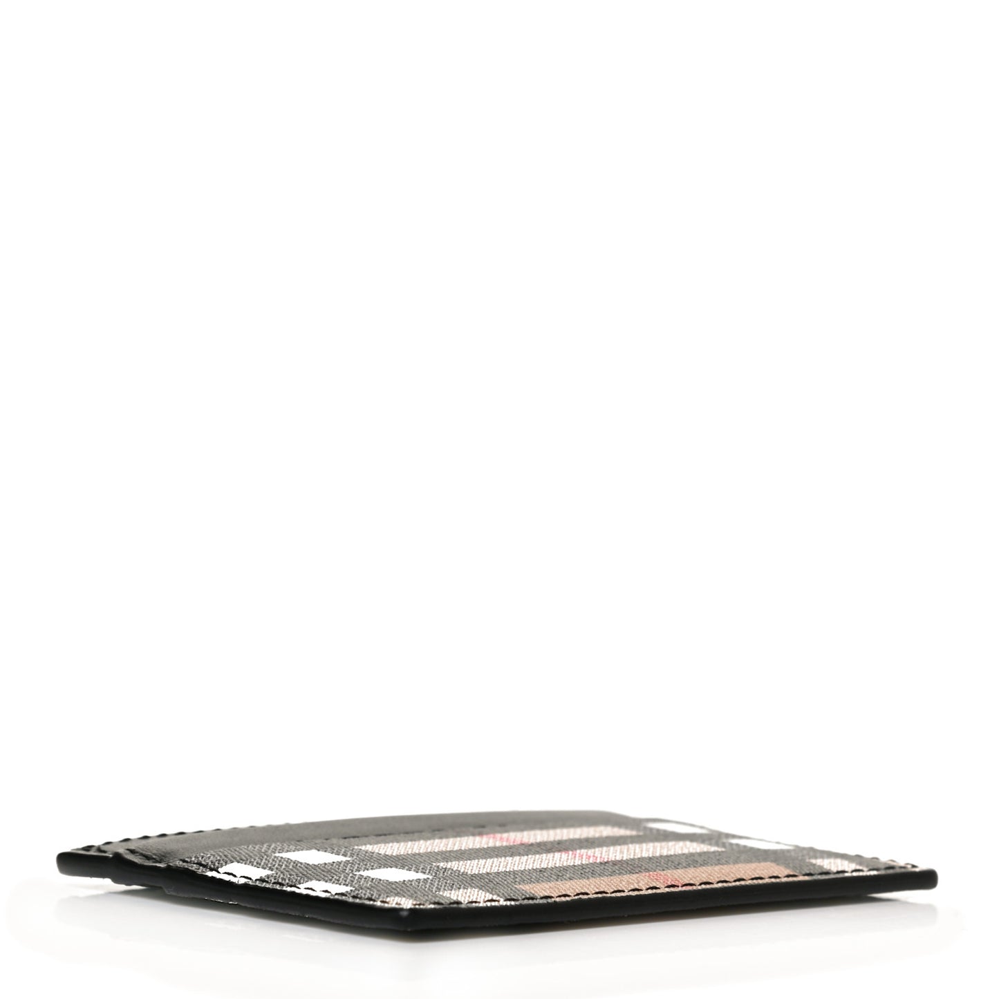 Vintage Check Calfskin Card Case Black