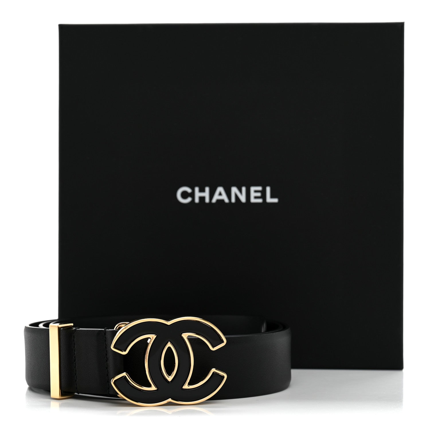 Chanel Calfskin Metal Enamel CC Belt 95 38 Black Golden 8 of 8