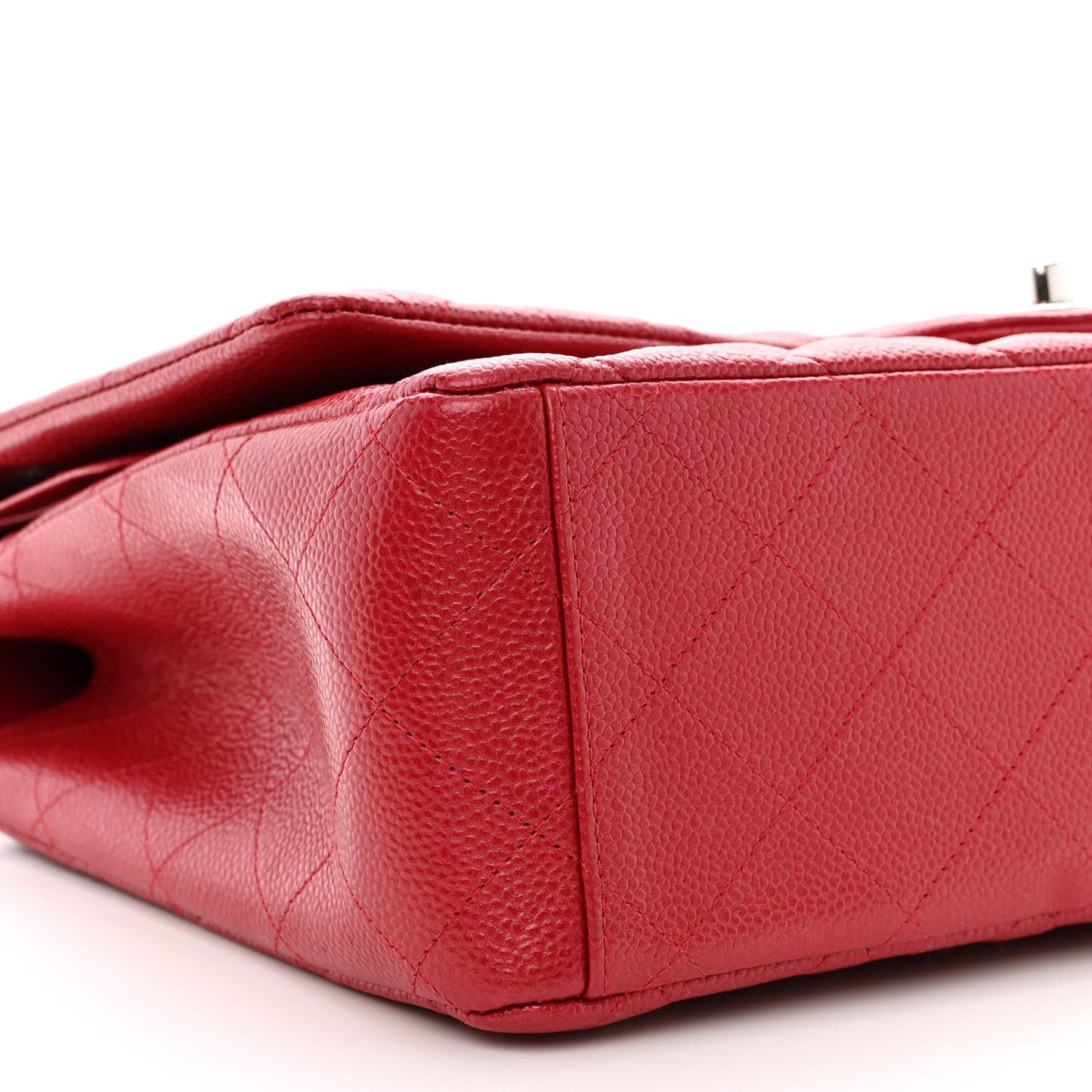 Iridescent Caviar Quilted Maxi Double Flap Red