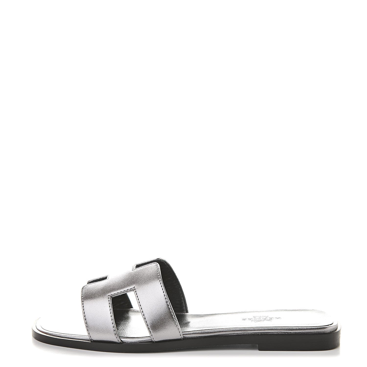 Hermes Metallic Nappa Oran Sandals 36 Argent 1 of 8