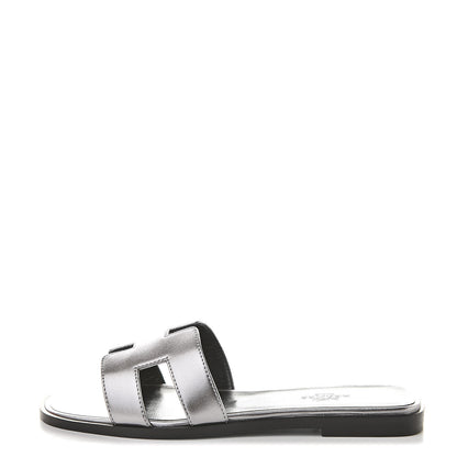 Hermes Metallic Nappa Oran Sandals 36 Argent 1 of 8