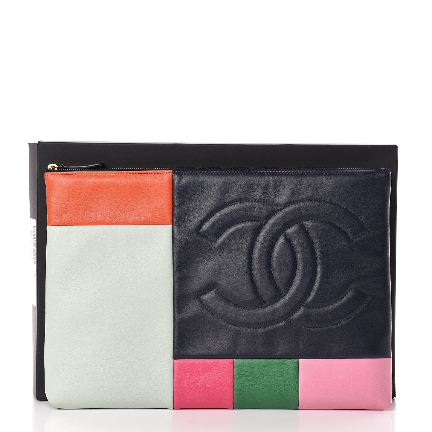 Lambskin Colorblock Cosmetic Case Multicolor
