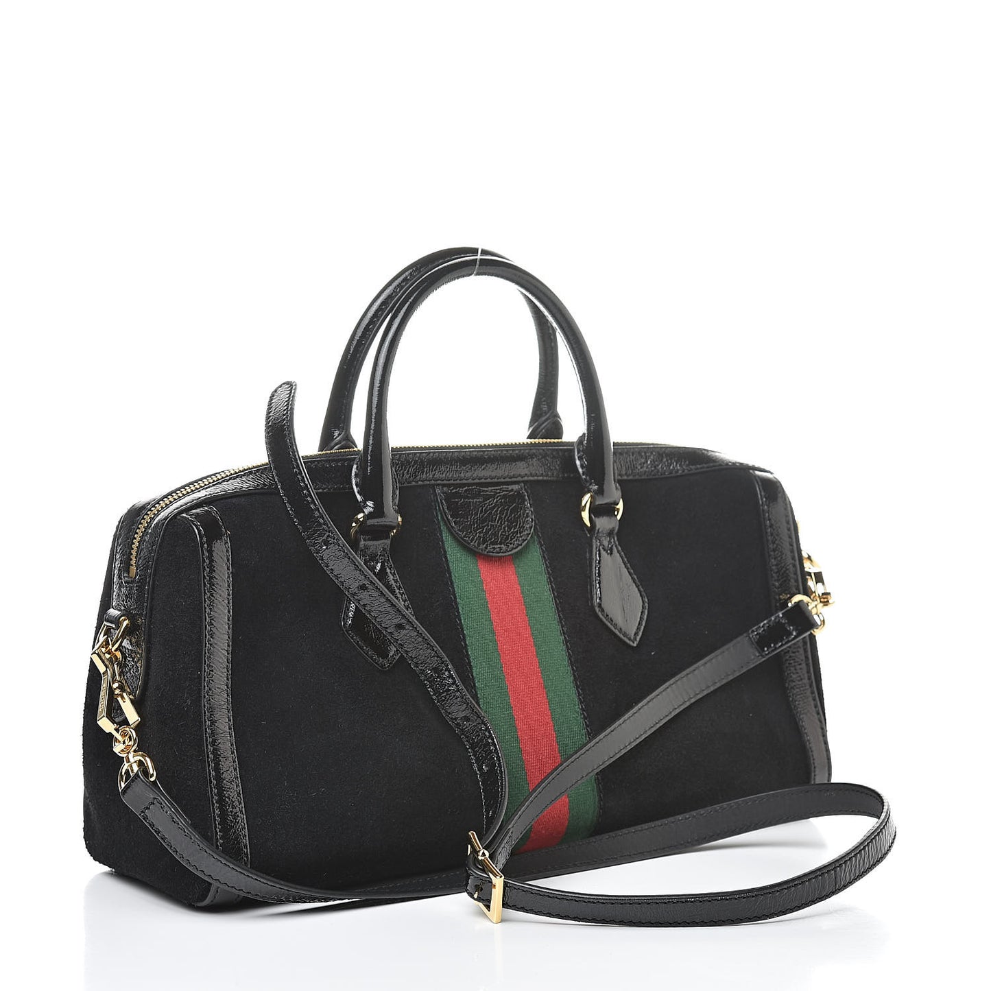 Suede Patent GG Web Medium Ophidia Boston Black