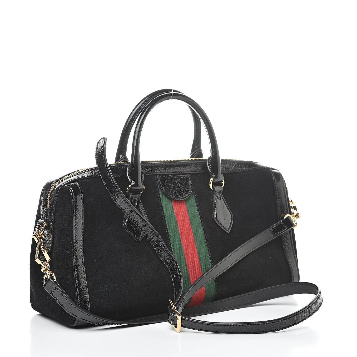 Gucci Suede Patent GG Web Medium Ophidia Boston Black 3 of 14