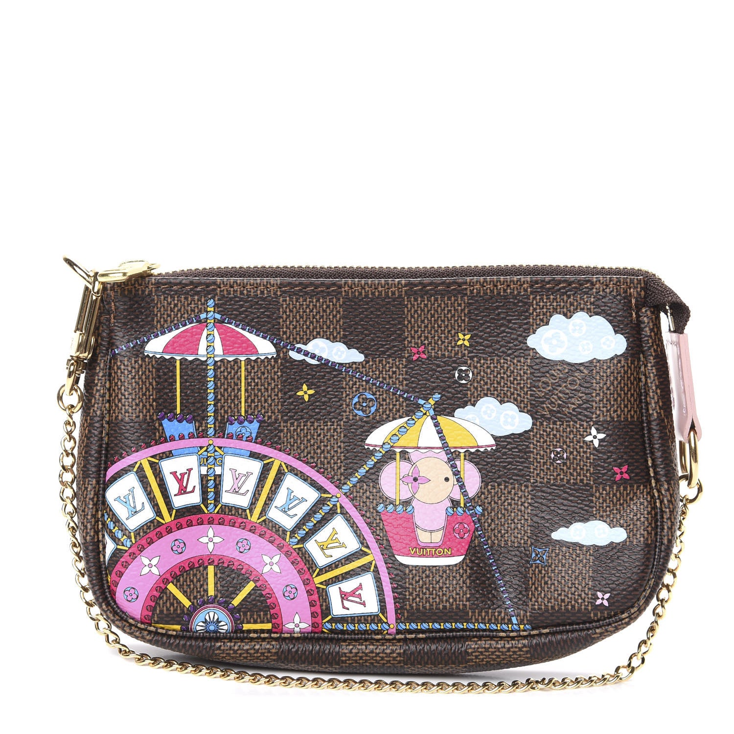 Louis Vuitton Damier Ebene 2020 Christmas Animation Big Wheel Mini Pochette Accessories Rose Ballerine 1 of 6