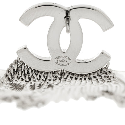 Chanel Baguette Crystal CC Chain Drop Earrings Silver 4 of 4