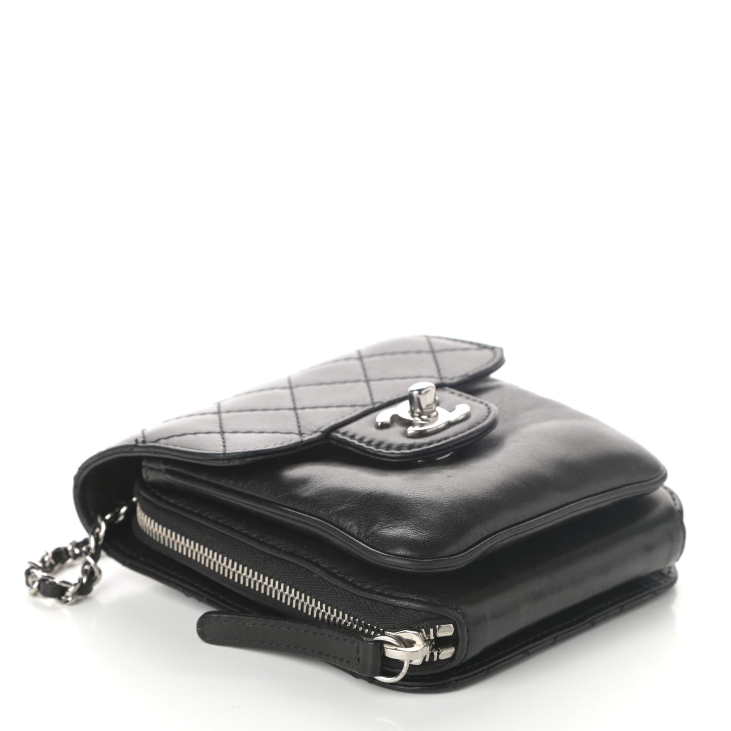 Lambskin Quilted Mini Crossbody Flap Black