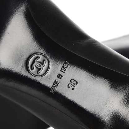Chanel Calfskin Metal Cap Toe CC Pumps 38 Black 6 of 10