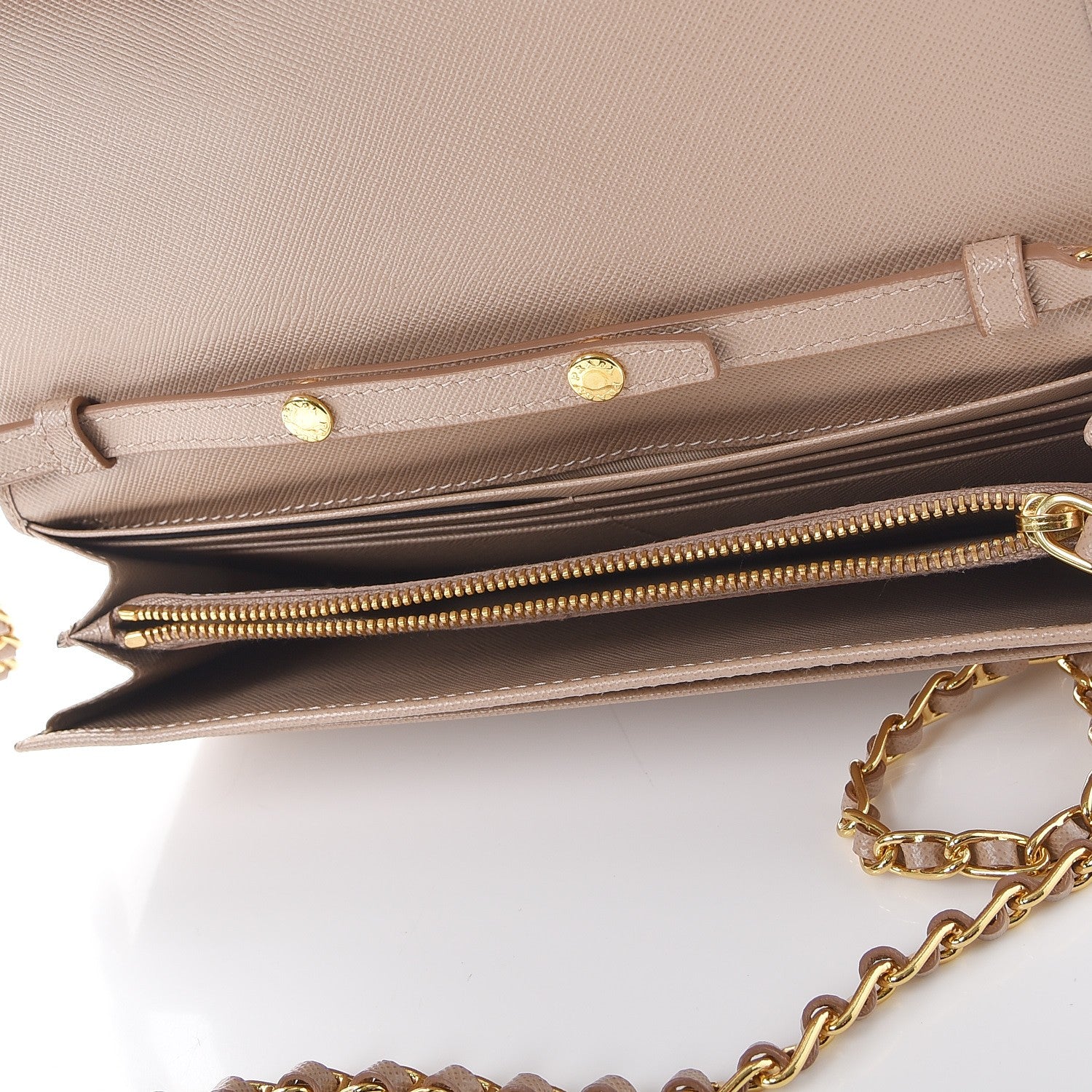 Prada Saffiano Metal Oro Chain Wallet Cammeo 5 of 10