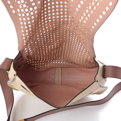 Chloe Calfskin Medium Perforated Marcie Round Crossbody Bag Beige 5 of 10