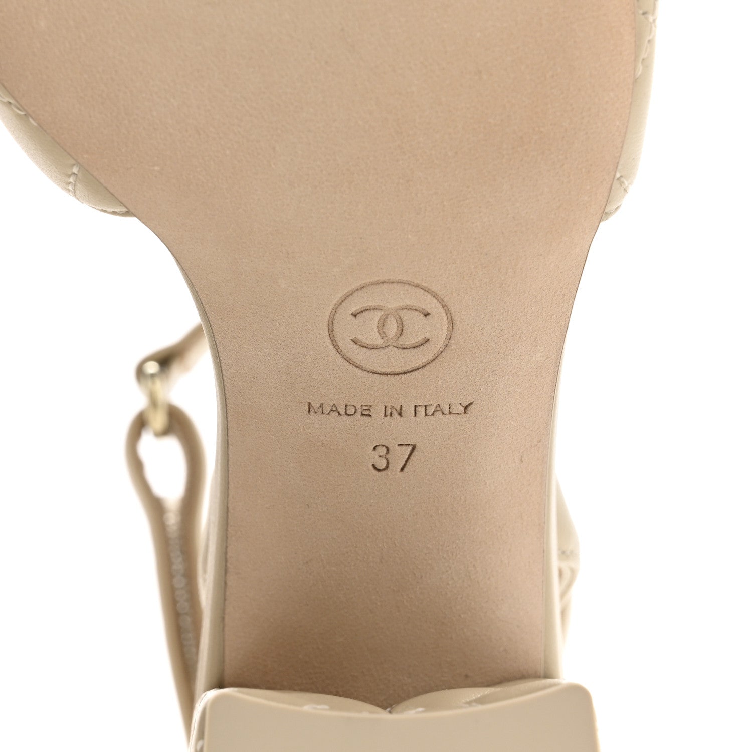 Chanel Lambskin Quilted Sandals 37 Beige 8 of 10