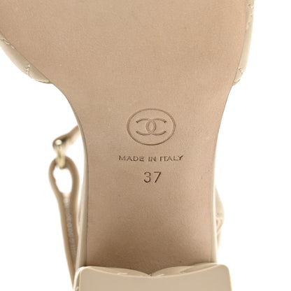 Chanel Lambskin Quilted Sandals 37 Beige 8 of 10