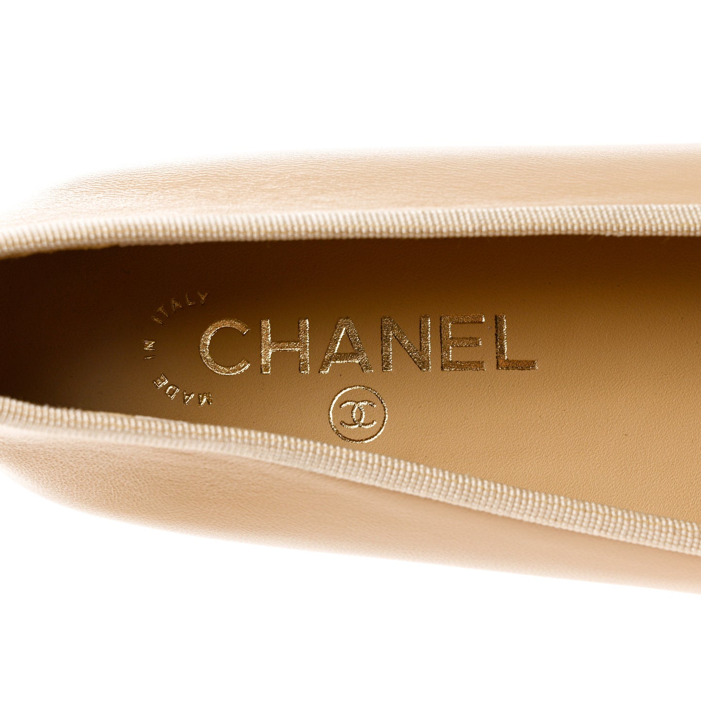 Lambskin Cap Toe CC Ballerina Flats 39 Beige Black