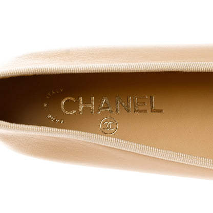 Chanel Lambskin Cap Toe CC Ballerina Flats 39 Beige Black 8 of 9