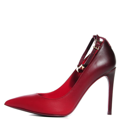 Valentino Garavani Calfskin Rockstud Ombre Ankle Strap Pumps 36 Rouge Absolute 1 of 7